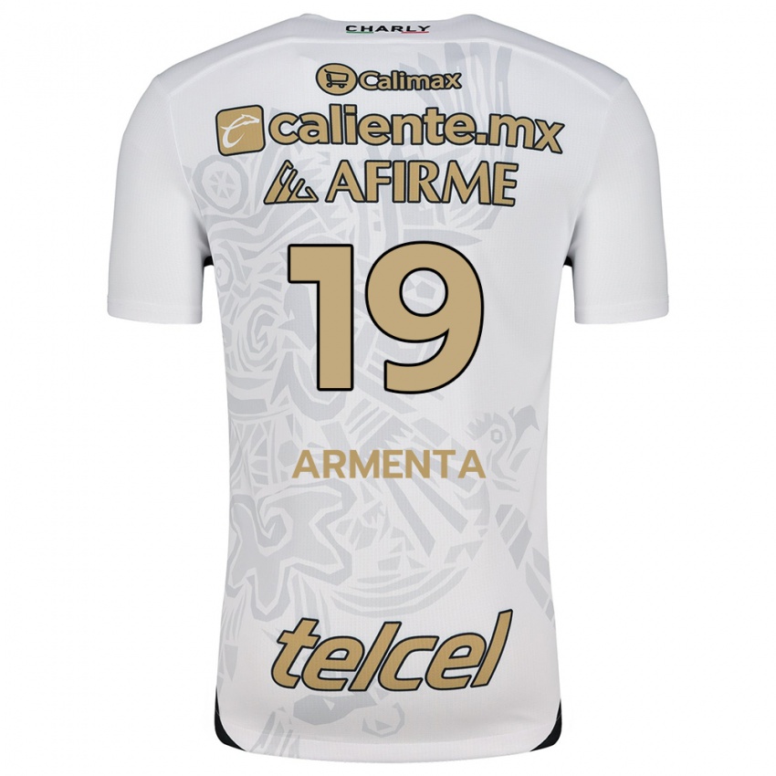 Niño Camiseta Eduardo Armenta #19 Blanco Negro 2ª Equipación 2024/25 La Camisa Chile