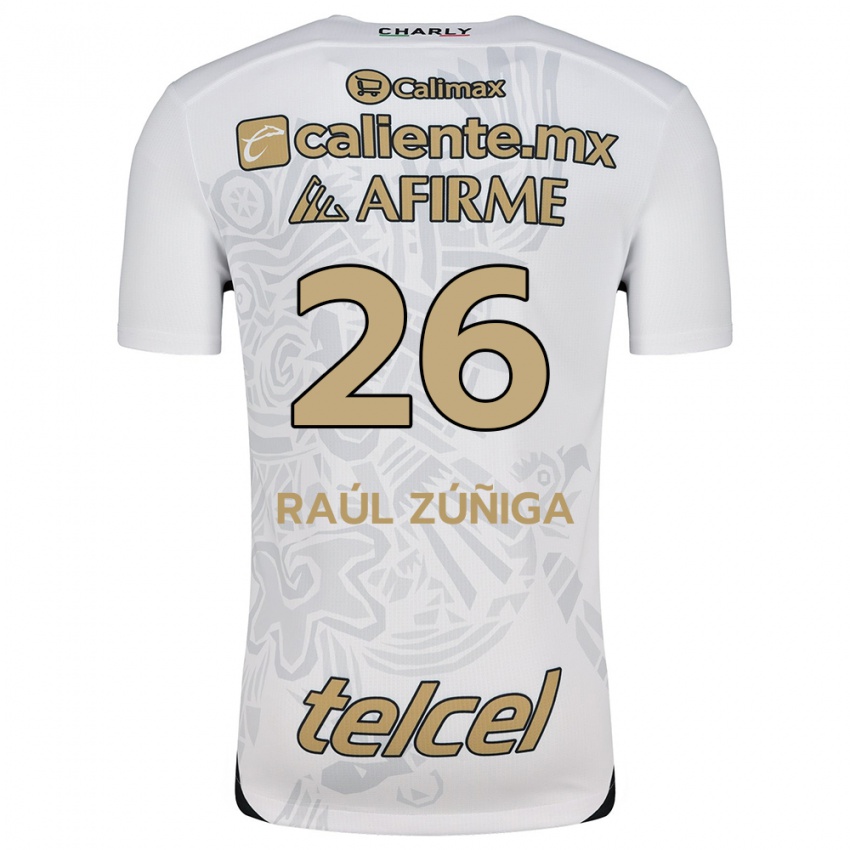 Niño Camiseta José Raúl Zúñiga #26 Blanco Negro 2ª Equipación 2024/25 La Camisa Chile