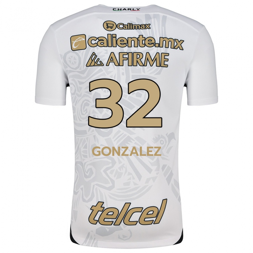 Niño Camiseta Carlos Gonzalez #32 Blanco Negro 2ª Equipación 2024/25 La Camisa Chile