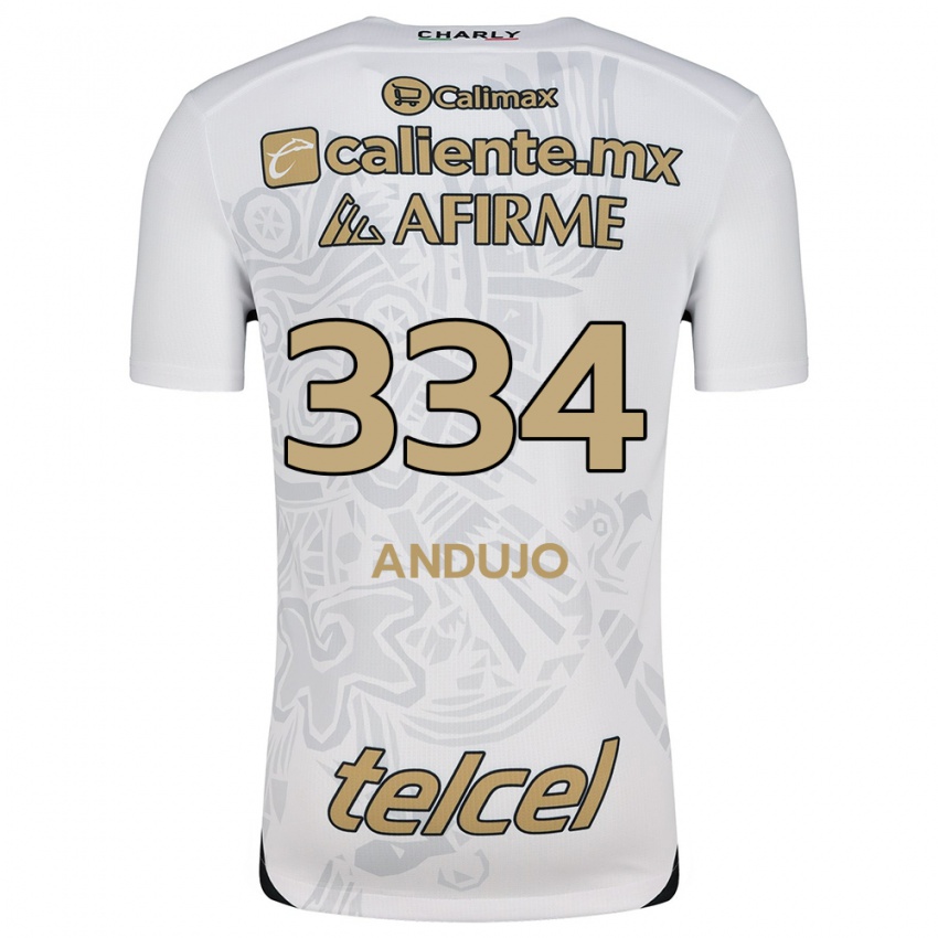 Niño Camiseta Favio Andujo #334 Blanco Negro 2ª Equipación 2024/25 La Camisa Chile