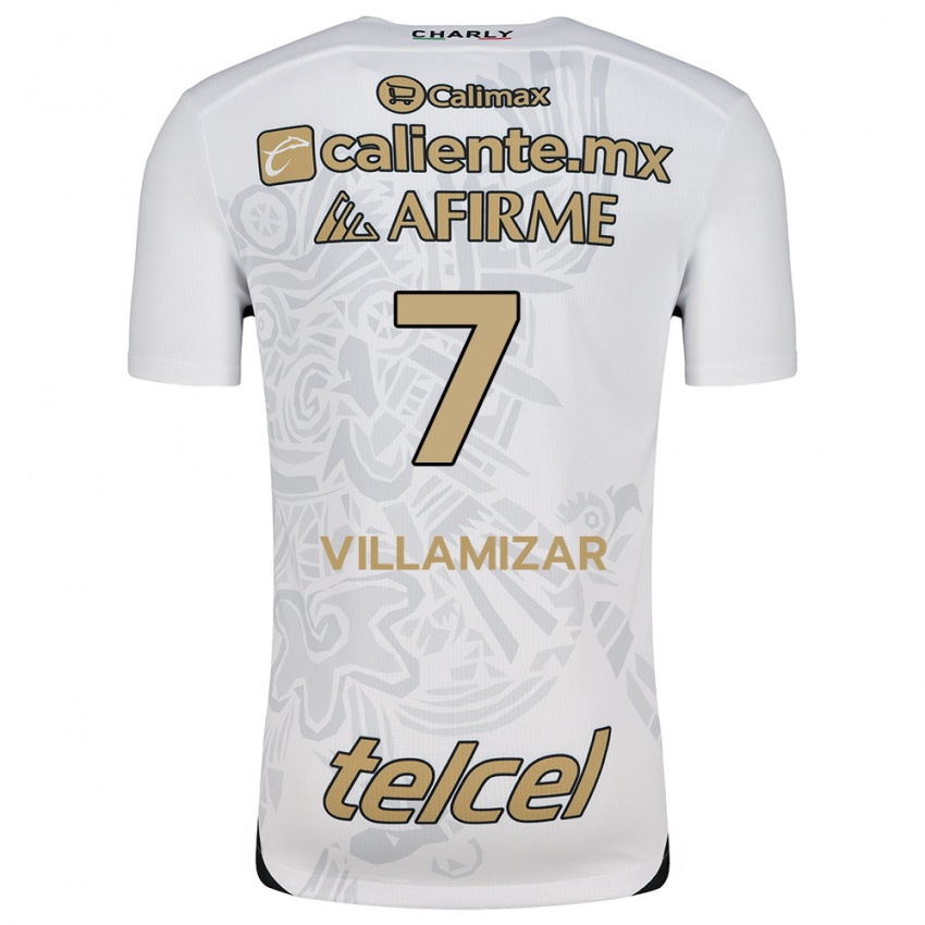 Niño Camiseta Paola Villamizar #7 Blanco Negro 2ª Equipación 2024/25 La Camisa Chile