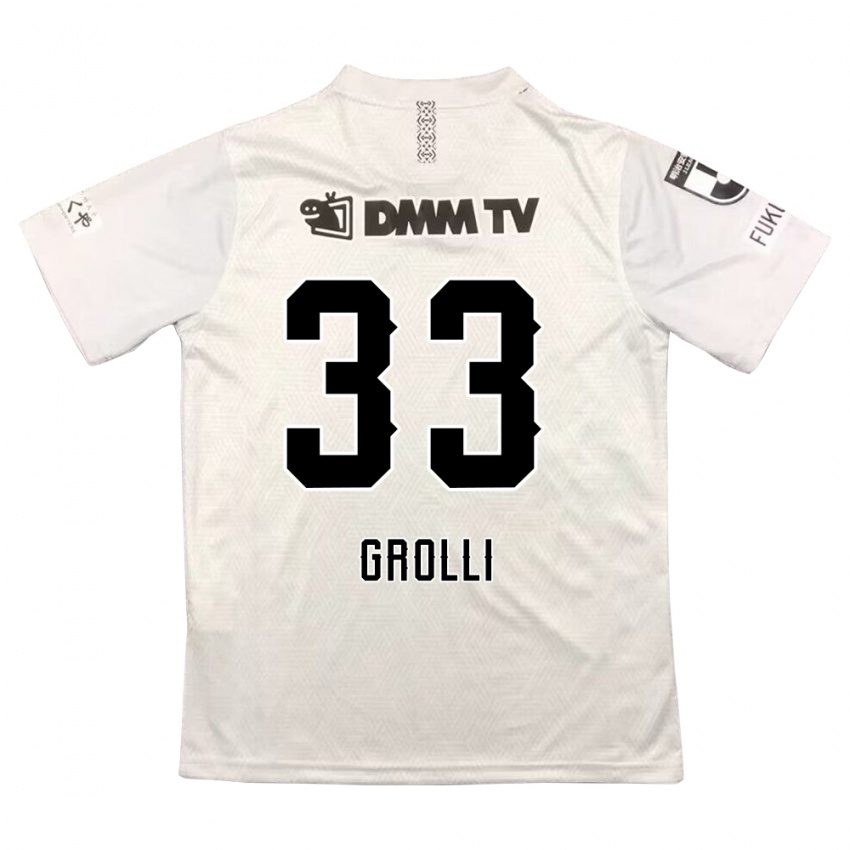 Niño Camiseta Douglas Grolli #33 Gris Negro 2ª Equipación 2024/25 La Camisa Chile