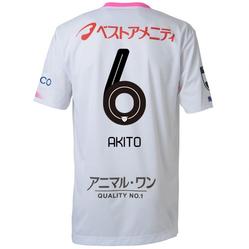 Niño Camiseta Akito Fukuta #6 Blanco Azul Rosa 2ª Equipación 2024/25 La Camisa Chile