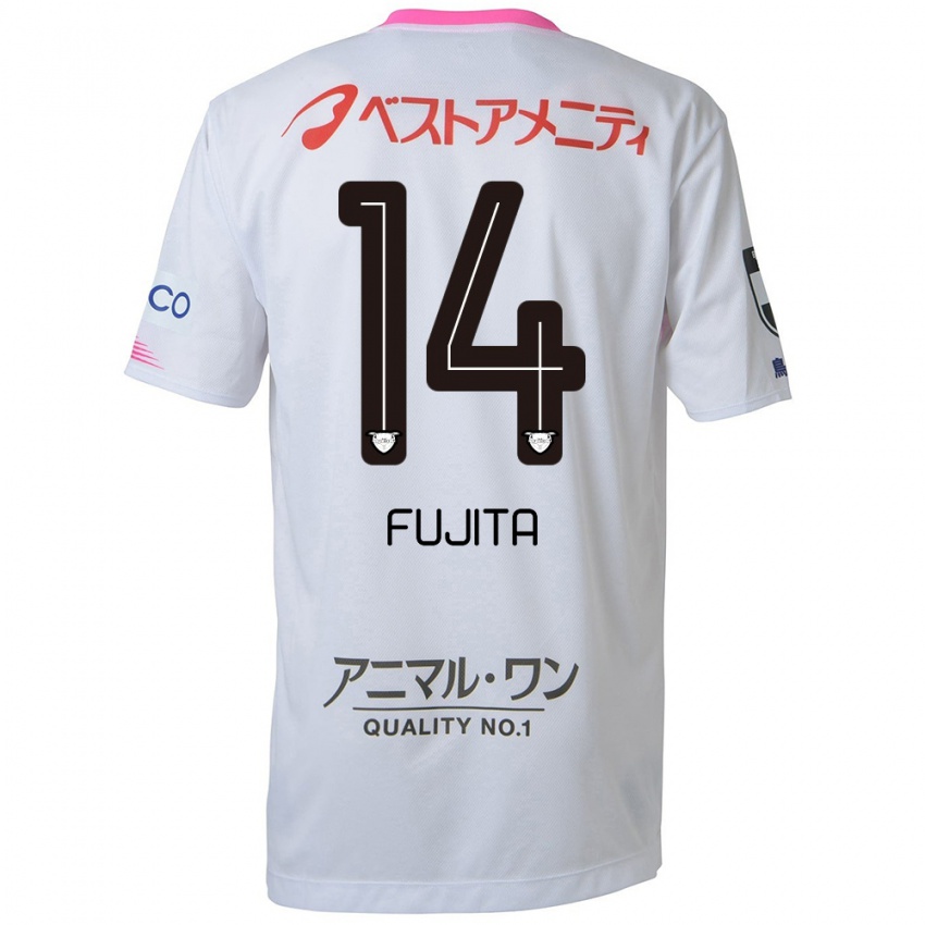 Niño Camiseta Naoyuki Fujita #14 Blanco Azul Rosa 2ª Equipación 2024/25 La Camisa Chile