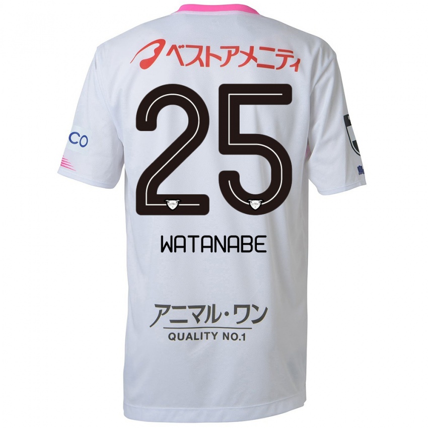 Niño Camiseta Ryohei Watanabe #25 Blanco Azul Rosa 2ª Equipación 2024/25 La Camisa Chile