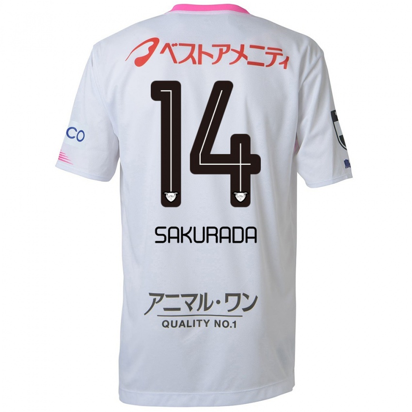 Niño Camiseta Ryu Sakurada #14 Blanco Azul Rosa 2ª Equipación 2024/25 La Camisa Chile