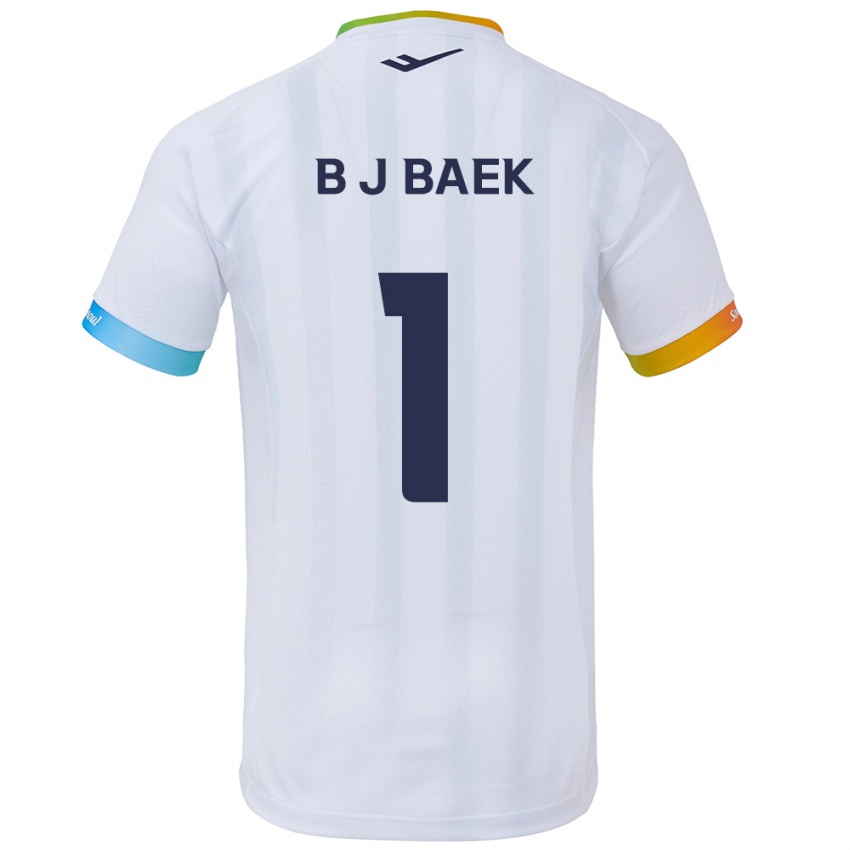 Niño Camiseta Jong-Beom Baek #1 Blanco Azul 2ª Equipación 2024/25 La Camisa Chile