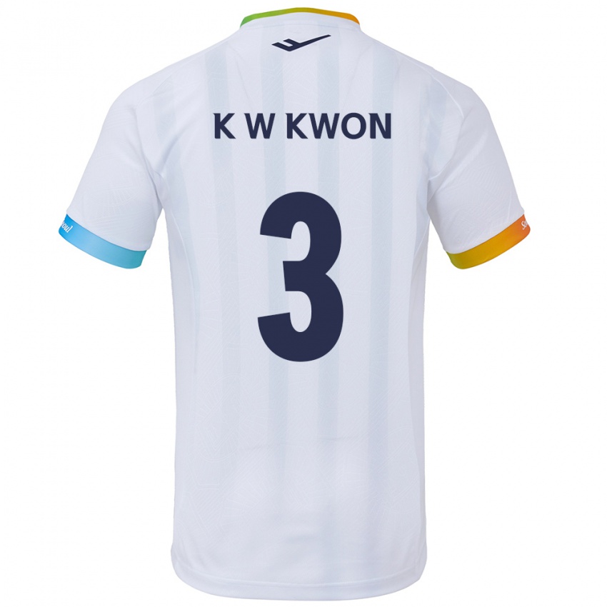 Niño Camiseta Wan-Kyu Kwon #3 Blanco Azul 2ª Equipación 2024/25 La Camisa Chile