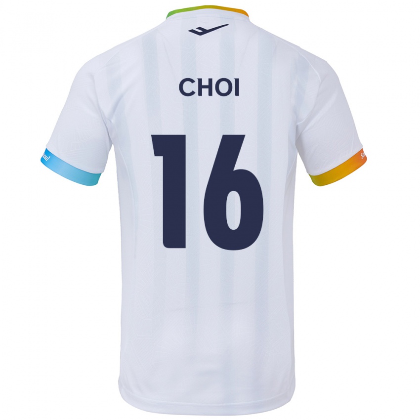 Niño Camiseta Jun Choi #16 Blanco Azul 2ª Equipación 2024/25 La Camisa Chile