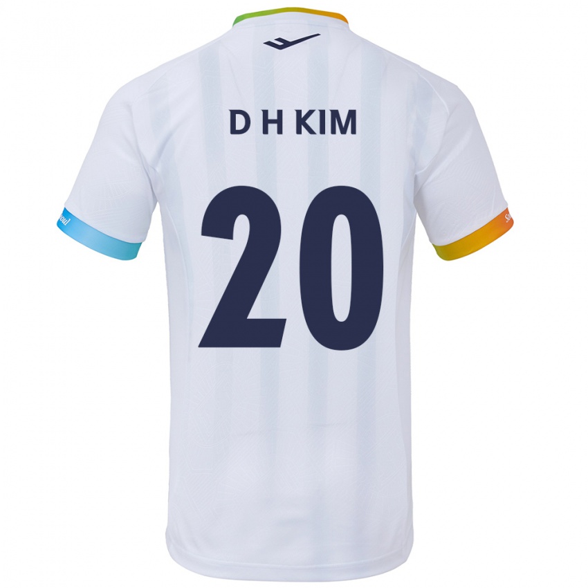 Niño Camiseta Hyeon-Deok Kim #20 Blanco Azul 2ª Equipación 2024/25 La Camisa Chile