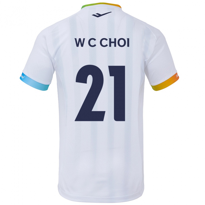 Niño Camiseta Cheol-Won Choi #21 Blanco Azul 2ª Equipación 2024/25 La Camisa Chile