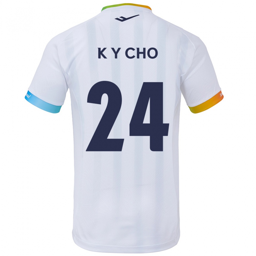 Niño Camiseta Young-Kwang Cho #24 Blanco Azul 2ª Equipación 2024/25 La Camisa Chile