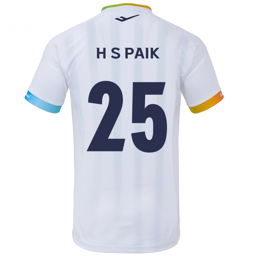 Niño Camiseta Sang-Hoon Paik #25 Blanco Azul 2ª Equipación 2024/25 La Camisa Chile