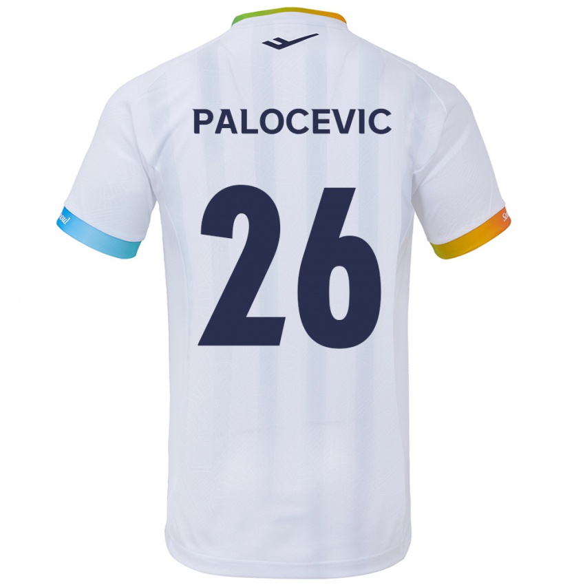 Niño Camiseta Aleksandar Palocevic #26 Blanco Azul 2ª Equipación 2024/25 La Camisa Chile