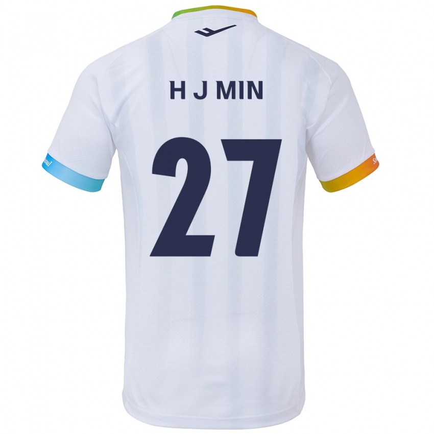 Niño Camiseta Ji-Hoon Min #27 Blanco Azul 2ª Equipación 2024/25 La Camisa Chile