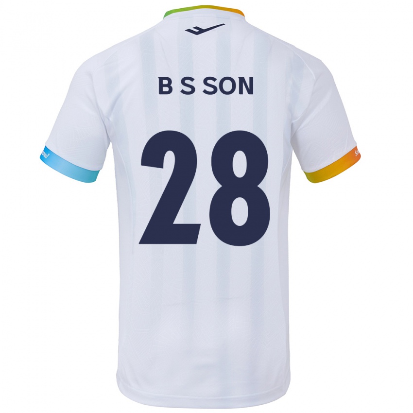 Niño Camiseta Seung-Beom Son #28 Blanco Azul 2ª Equipación 2024/25 La Camisa Chile