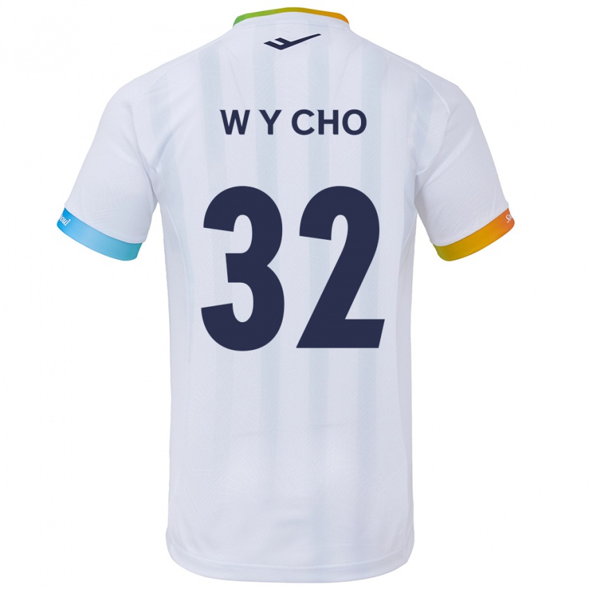 Niño Camiseta Young-Wook Cho #32 Blanco Azul 2ª Equipación 2024/25 La Camisa Chile