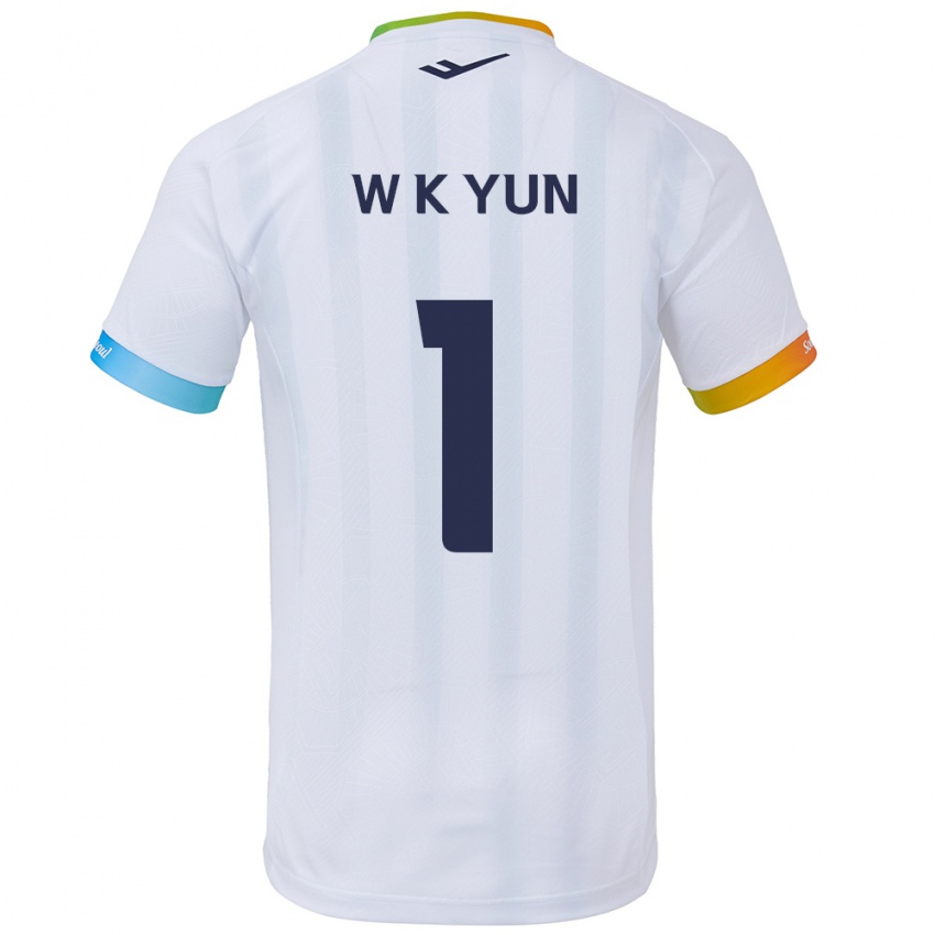 Niño Camiseta Ki-Wook Yun #1 Blanco Azul 2ª Equipación 2024/25 La Camisa Chile