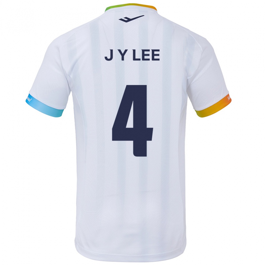 Niño Camiseta Young-Jun Lee #4 Blanco Azul 2ª Equipación 2024/25 La Camisa Chile