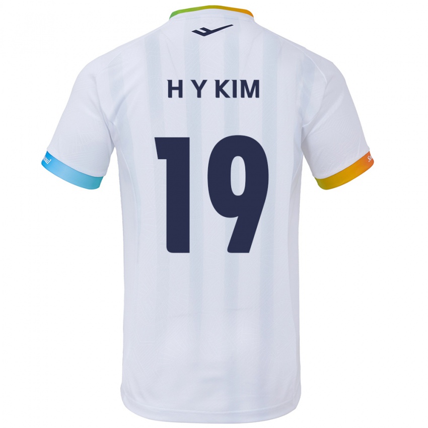 Niño Camiseta Yong-Hyuk Kim #19 Blanco Azul 2ª Equipación 2024/25 La Camisa Chile