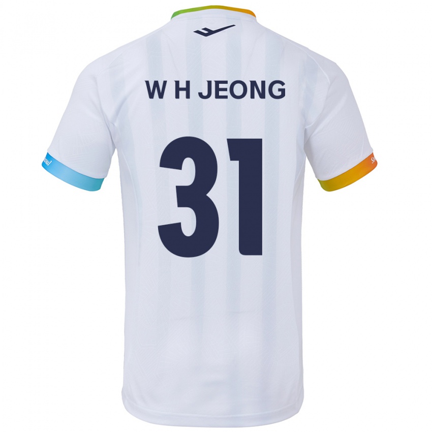 Niño Camiseta Hyun-Woong Jeong #31 Blanco Azul 2ª Equipación 2024/25 La Camisa Chile