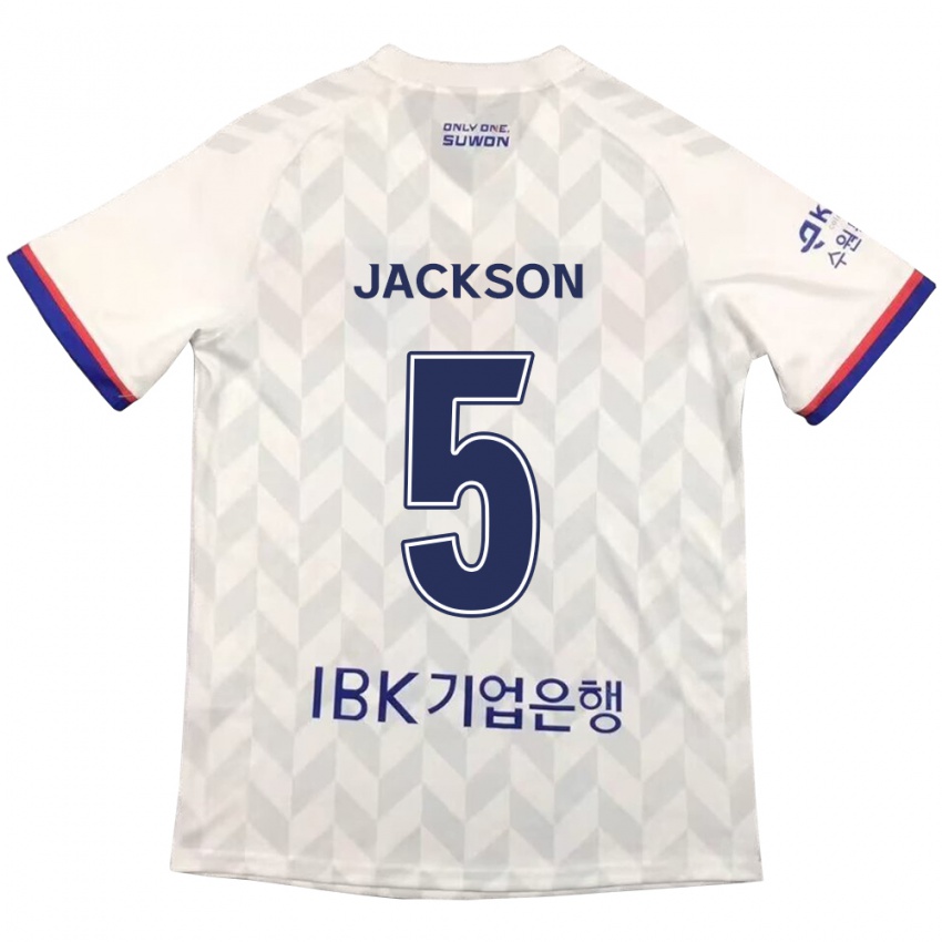 Niño Camiseta Lachlan Jackson #5 Blanco Azul 2ª Equipación 2024/25 La Camisa Chile