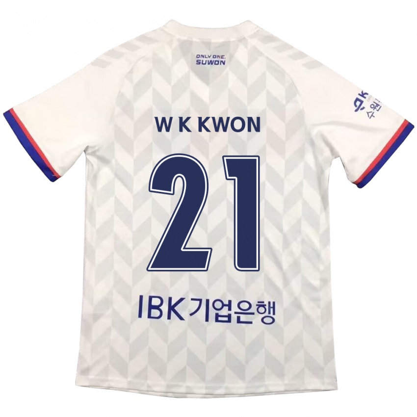 Niño Camiseta Kyung-Won Kwon #21 Blanco Azul 2ª Equipación 2024/25 La Camisa Chile