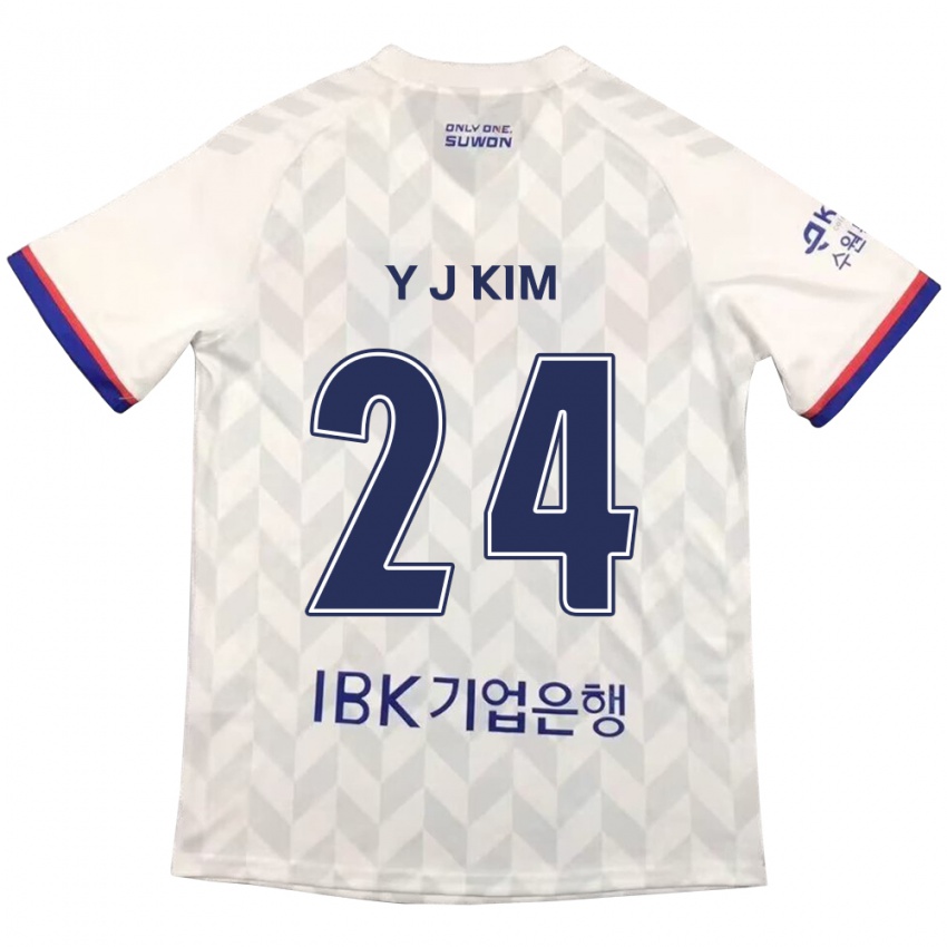 Niño Camiseta Ju-Yeop Kim #24 Blanco Azul 2ª Equipación 2024/25 La Camisa Chile