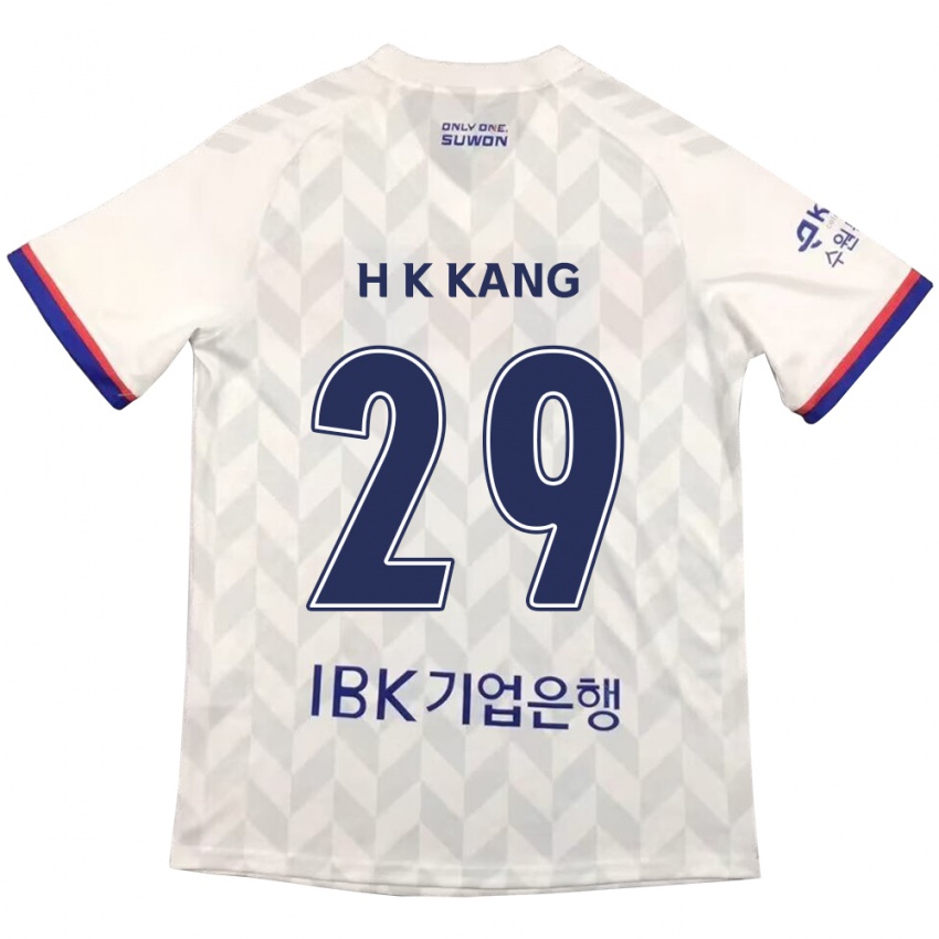 Niño Camiseta Kyo-Hun Kang #29 Blanco Azul 2ª Equipación 2024/25 La Camisa Chile