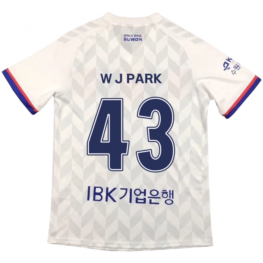 Niño Camiseta Jin-Woo Park #43 Blanco Azul 2ª Equipación 2024/25 La Camisa Chile