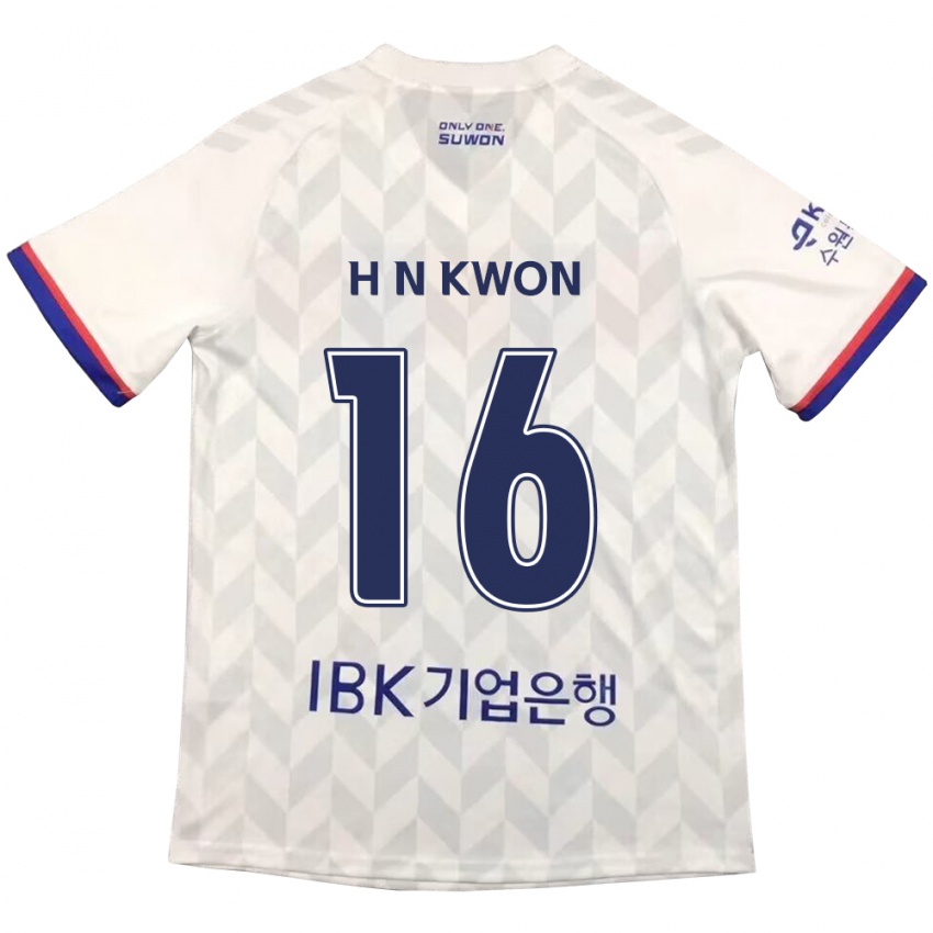 Niño Camiseta Nam-Hoon Kwon #16 Blanco Azul 2ª Equipación 2024/25 La Camisa Chile