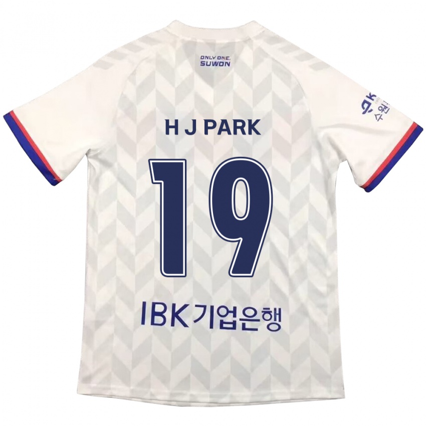 Niño Camiseta Jun-Hui Park #19 Blanco Azul 2ª Equipación 2024/25 La Camisa Chile