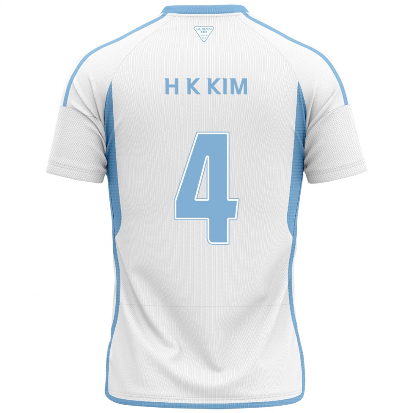 Niño Camiseta Kee-Hee Kim #4 Blanco Azul 2ª Equipación 2024/25 La Camisa Chile