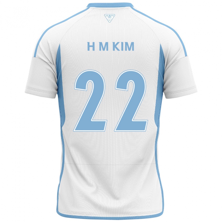 Niño Camiseta Min-Hyuk Kim #22 Blanco Azul 2ª Equipación 2024/25 La Camisa Chile