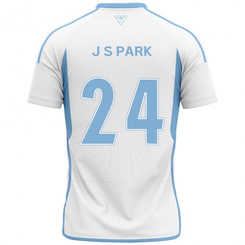 Niño Camiseta Sang-Jun Park #24 Blanco Azul 2ª Equipación 2024/25 La Camisa Chile