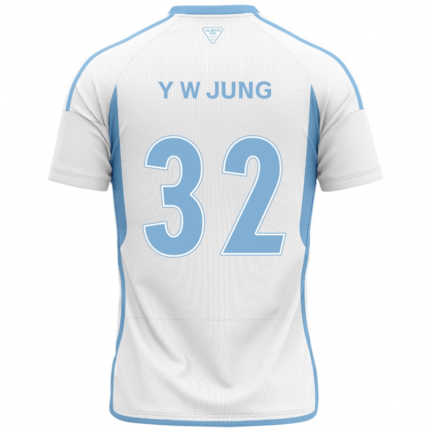 Niño Camiseta Woo-Young Jung #32 Blanco Azul 2ª Equipación 2024/25 La Camisa Chile