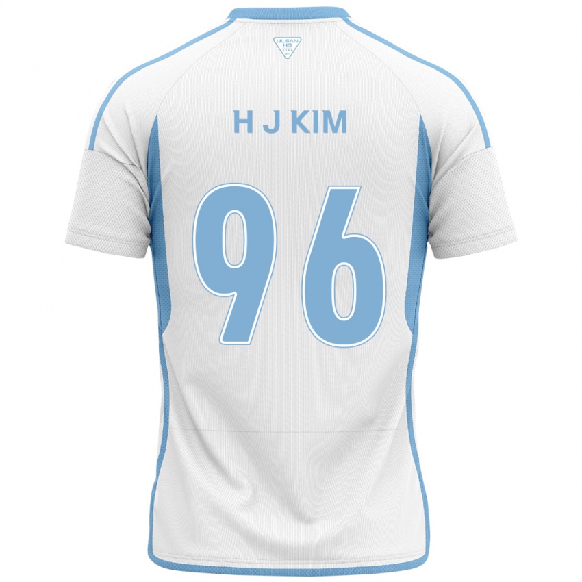 Niño Camiseta Ji-Hyun Kim #96 Blanco Azul 2ª Equipación 2024/25 La Camisa Chile