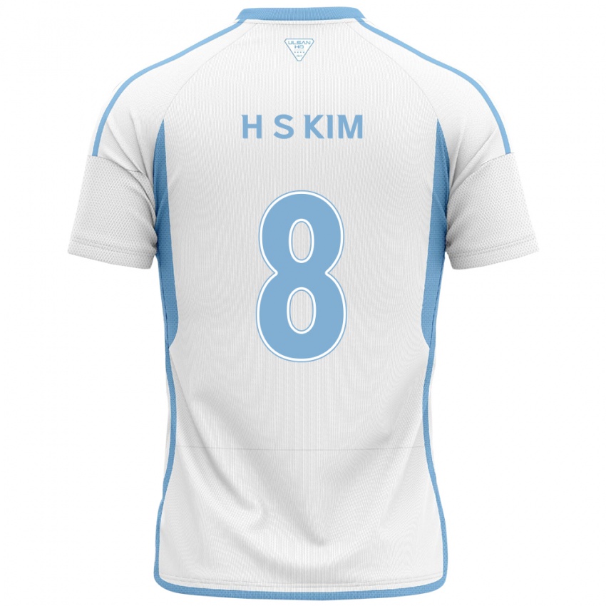 Niño Camiseta Seung-Hyun Kim #8 Blanco Azul 2ª Equipación 2024/25 La Camisa Chile