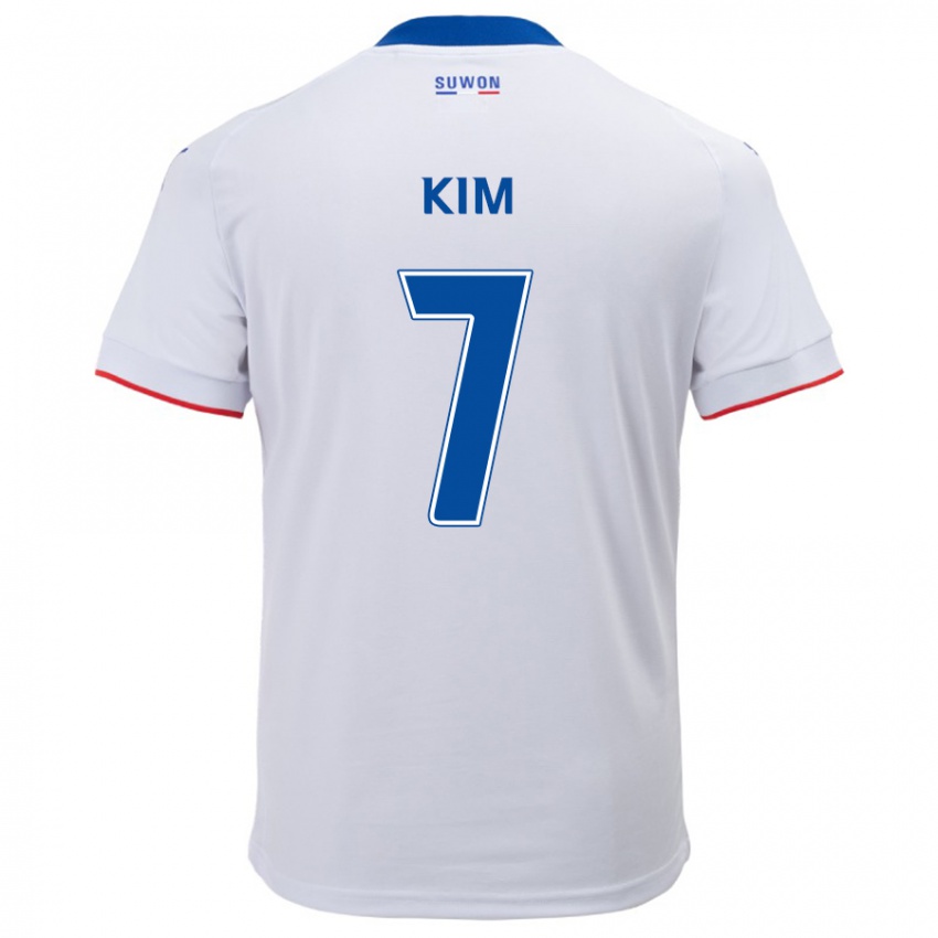 Niño Camiseta Hyun Kim #7 Blanco Azul 2ª Equipación 2024/25 La Camisa Chile