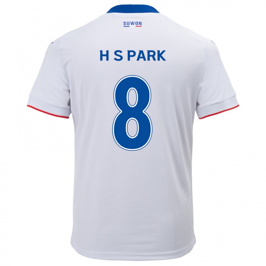 Niño Camiseta Sang-Hyeok Park #8 Blanco Azul 2ª Equipación 2024/25 La Camisa Chile