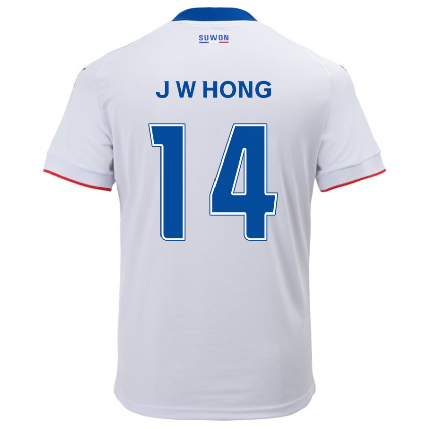 Niño Camiseta Won-Jin Hong #14 Blanco Azul 2ª Equipación 2024/25 La Camisa Chile