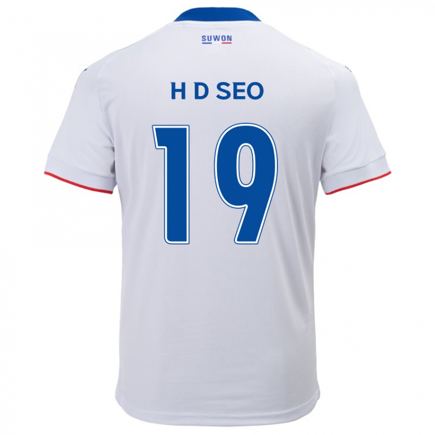 Niño Camiseta Dong-Han Seo #19 Blanco Azul 2ª Equipación 2024/25 La Camisa Chile