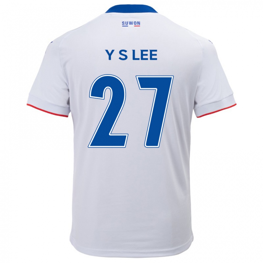 Niño Camiseta Shi-Yeong Lee #27 Blanco Azul 2ª Equipación 2024/25 La Camisa Chile