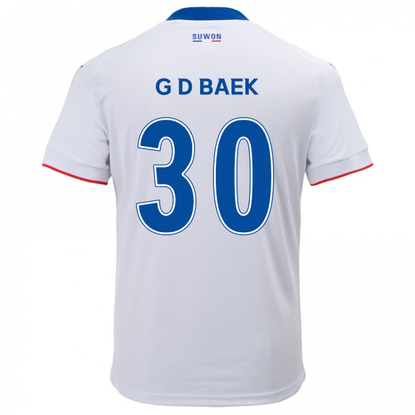 Niño Camiseta Dong-Gyu Baek #30 Blanco Azul 2ª Equipación 2024/25 La Camisa Chile