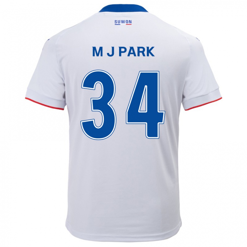 Niño Camiseta Ji-Min Park #34 Blanco Azul 2ª Equipación 2024/25 La Camisa Chile