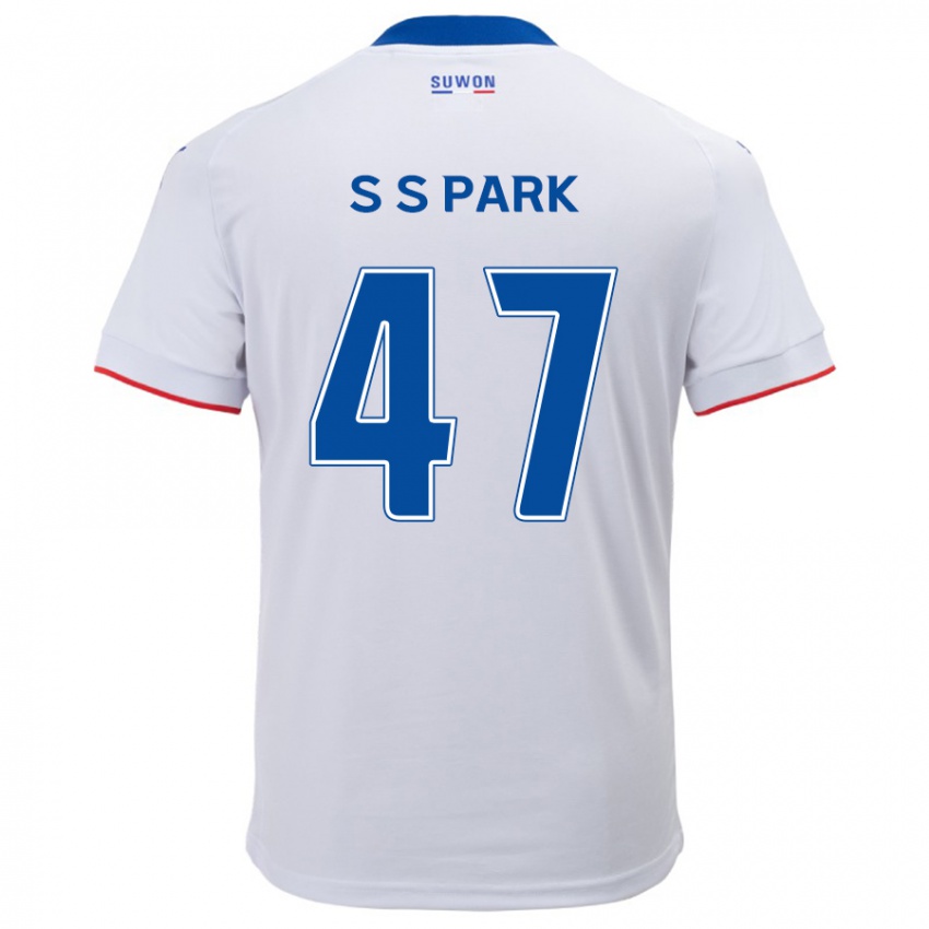 Niño Camiseta Seung-Soo Park #47 Blanco Azul 2ª Equipación 2024/25 La Camisa Chile