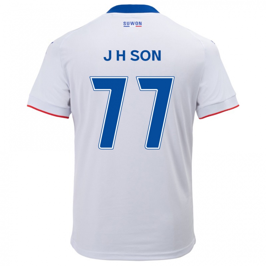 Niño Camiseta Ho-Jun Son #77 Blanco Azul 2ª Equipación 2024/25 La Camisa Chile