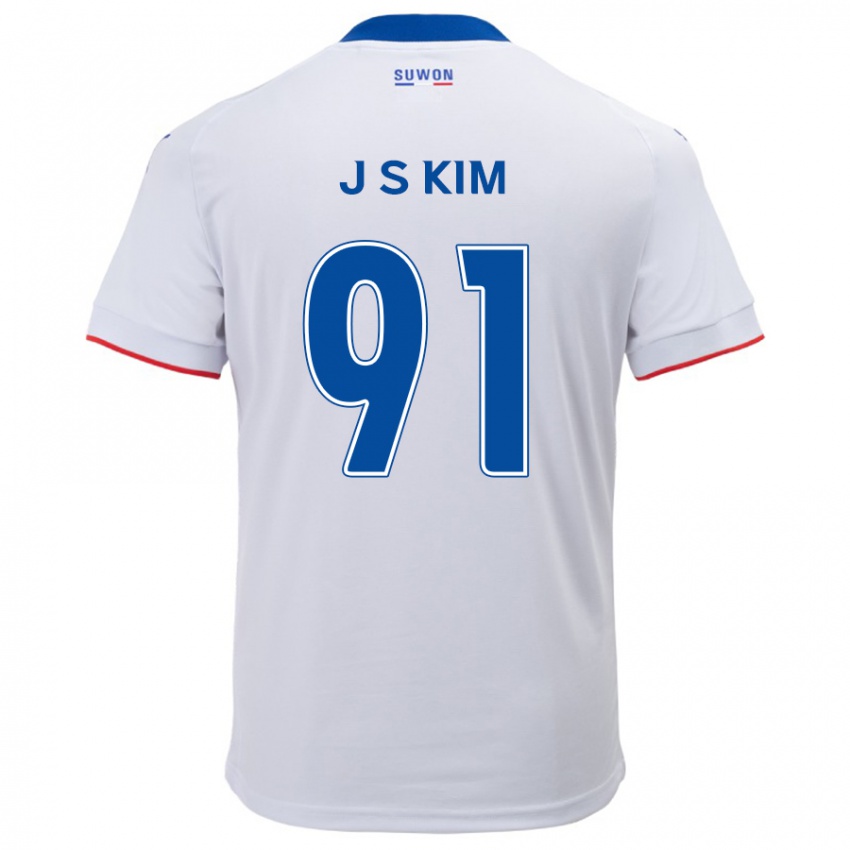 Niño Camiseta Seong-Ju Kim #91 Blanco Azul 2ª Equipación 2024/25 La Camisa Chile