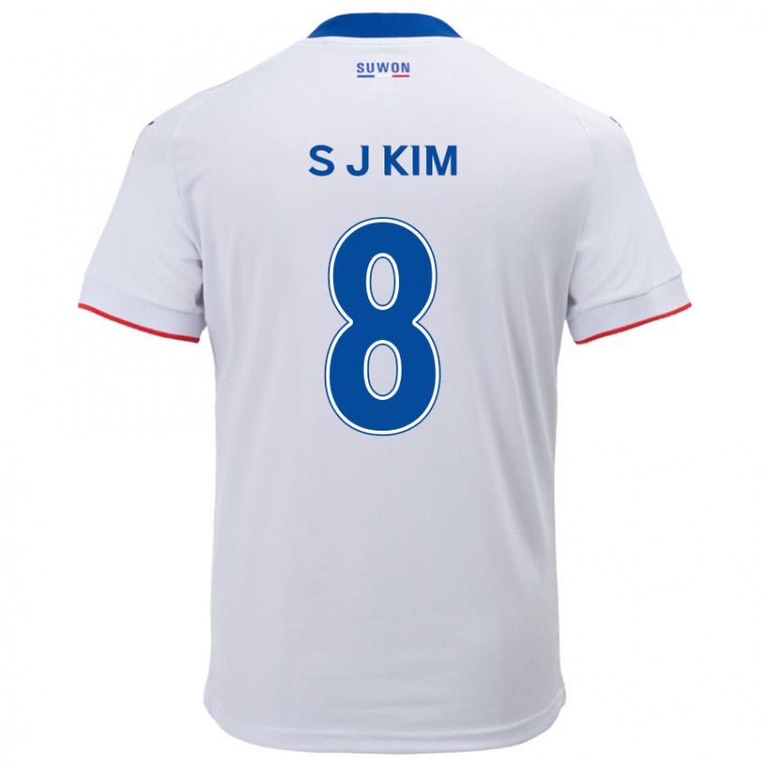 Niño Camiseta Ji-Sung Kim #8 Blanco Azul 2ª Equipación 2024/25 La Camisa Chile