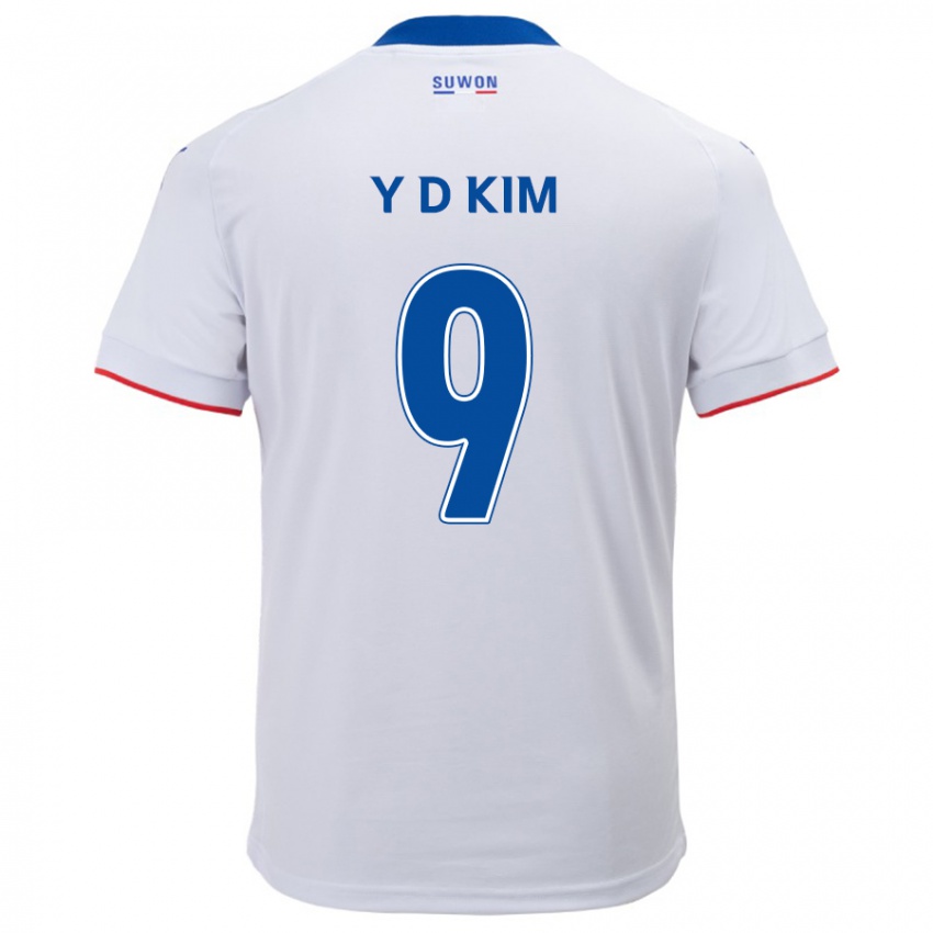 Niño Camiseta Dong-Yeon Kim #9 Blanco Azul 2ª Equipación 2024/25 La Camisa Chile